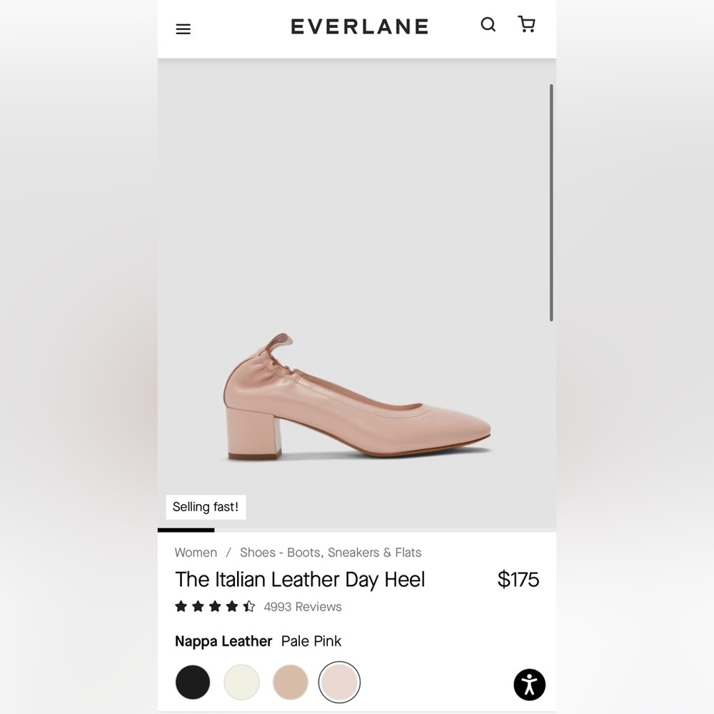 Everlane Day Heel Napa Leather Pale Pink Size 7